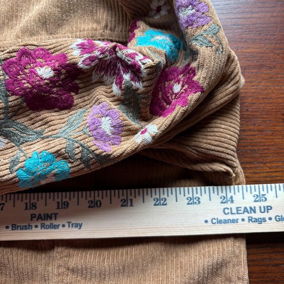 Savanna Jane Womens Corduroy Floral Embroidered Boho Chic Hippie Shacket Large - Picture 11 of 15
